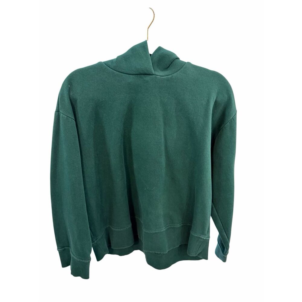 Zara Women's Size Medium Pullover Blue Green Hooded Sweatshirt Hoodie Athleisure